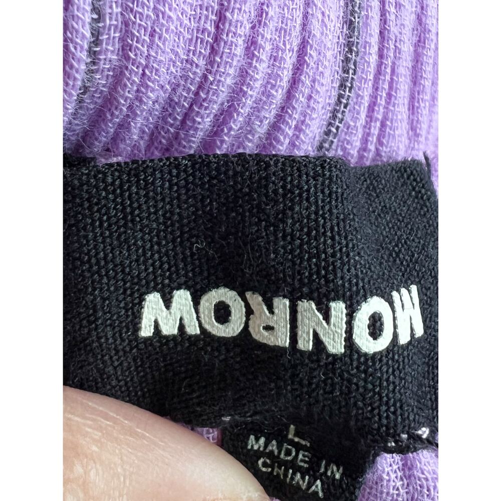 Monrow Pants Large Purple Lavender Gauze Pin Stripe Slim Pull On Drawstring - Picture 4 of 7